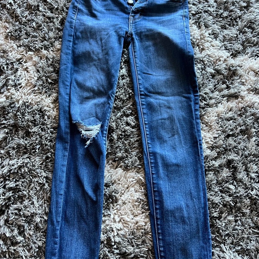 American Eagle Outfitters Distressed Blue Skinny Jeans